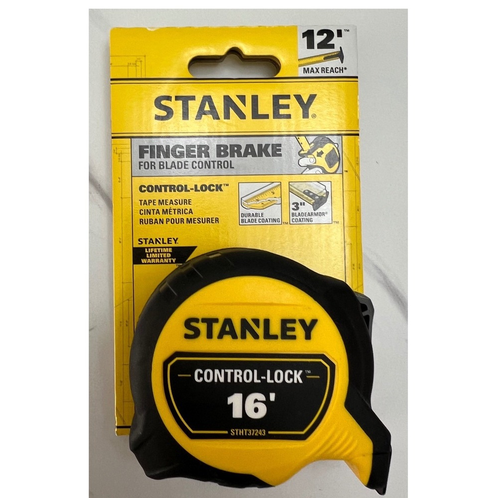 Stanley Control-Lock 16ft Tape‎ Measure Finger Brake 12ft Reach STHT37243 Yellow